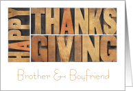Brother and Boyfriend Thanksgiving Wood Block Letters card