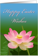 Happy Easter Wishes with Pink Sacred Lotus Digital Illustration card