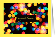 Congratulations on a Great Performance with Colored Bokeh Lights card