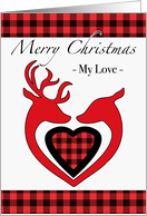 Merry Christmas for Boyfriend with Buck and Doe Plaid Design card