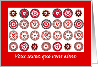 Valentine’s Day in French You know who loves you Heart Medallions card