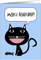 Merci Beaucoup Thank You For Dinner in French with Cat Cartoon card