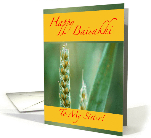 Baisakhi Greetings For Sister, Harvest Festival, Wheat Photograph card