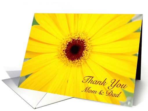 Thank You to Parents with Yellow Gerbera Daisy Photograph card