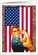 Rosie the Riveter Labor Day Party Invitation with Roll Up Your Sleeves card