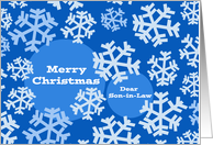 Christmas for Son in Law with Abstract Snowflakes on Dark Blue card
