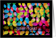 Tusen Takk Thank You in Norwegian with Colorful Leaves card