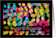 Muito Obrigado Thank You in Portuguese with Colorful Leaves card