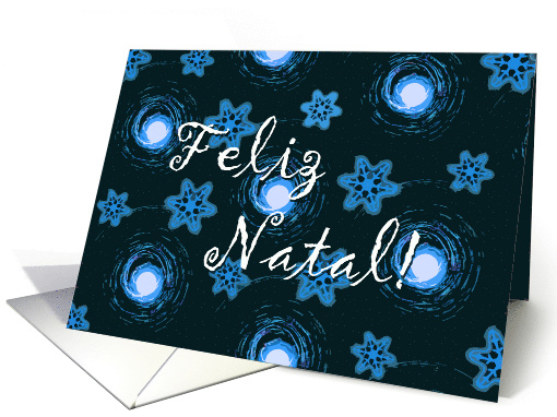 Portuguese Christmas Feliz Natal with Snowflakes and Lights card