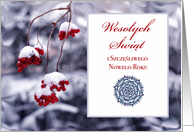 Polish Christmas with Red Berries Capped with Encrusted Snow card