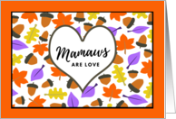 Mamaw Birthday with Autumn Leaves and Acorns Pattern card