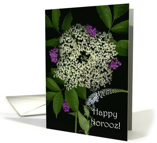 Happy Norooz, Spring Flowers in White, Green, and Violet card (756422)