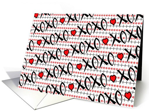 Belated Valentine's Day with XOXO Design and Small Red Hearts card