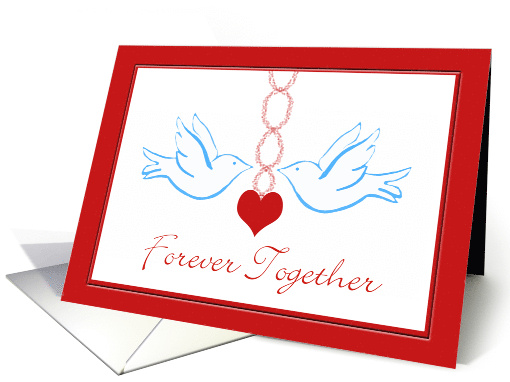 Anniversary on Valentine's Day Birds and Heart Forever Together card