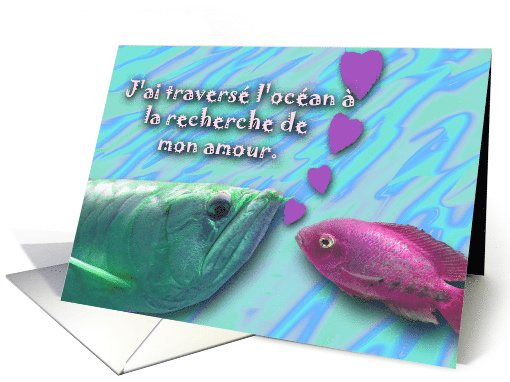 French Valentine with Fish in Love card (766439)