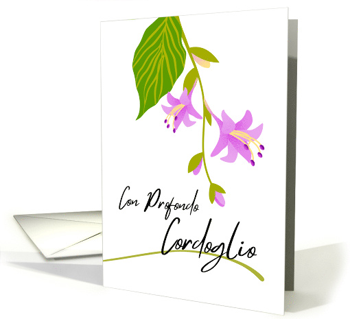 Italian Sympathy Con Profondo Cordoglio with Hosta Blooms card