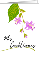 French Sympathy Mes Condoleances with Hosta Blooms and Leaf card