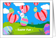 Easter Custom Front with Heart Hot Air Balloons and Easter Eggs card