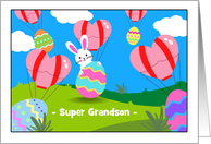 Grandson Easter Custom Front with Heart Hot Air Balloons and Eggs card