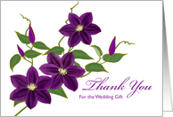 Wedding Gift Thank You with Purple Clematis Illustration card