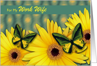 For Work Wife Mother’s Day with Gerbera Daisies and Butterflies card