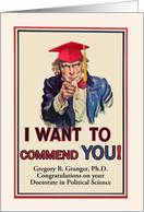 Custom Front, Congratulations Ph.D. in Political Science, Uncle Sam card