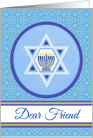 Friend Hanukkah with Menorah and Star of David card