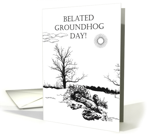 Belated Groundhog Day with Groundhog Family Venturing Out card