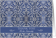 Thank You for the Internship, Elegant Blue Filigree Design card