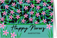 For Babysitter Norooz Persian New Year with Pink Spring Flowers card