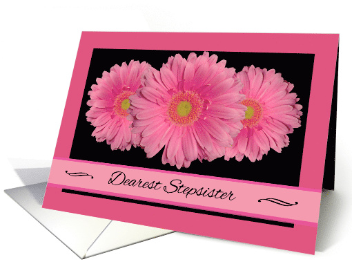 Bridesmaid Invitation for Stepsister with Pink Gerbera Daisies card