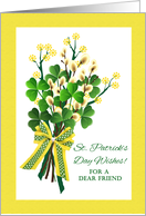 For Friend St Patrick’s Day Wishes with Shamrock Bouquet card