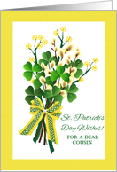 For Cousin St Patrick’s Day Wishes with Shamrock Bouquet card