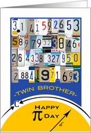 For Twin Brother Pi Day License Plate Numbers and Geometry Equation card