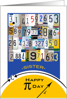 For Sister Pi Day License Plate Numbers and Geometry Equation card