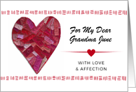 Valentine’s Day for Grandma with Stitched Heart with Custom Front card