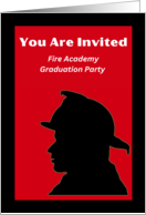 Fire Academy Graduation Party Invitation with Firefighter Silhouette card