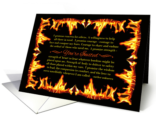 Fire Academy Graduation Ceremony Invitation, Firefighter's Oath card