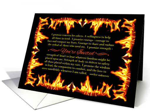 Fire Academy Graduation Party Invitation, Firefighter's Oath card