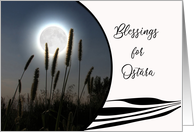 Blessings for Ostara with Moonlight Nature Scene and Spring Grass card