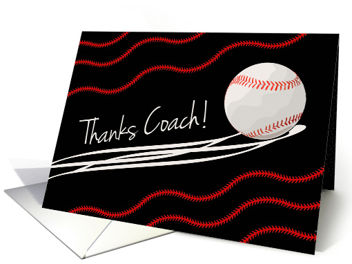 Thank You Baseball Coach, Baseball With Action Lines card (929724)