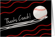 Thank You Baseball Coach, Baseball With Action Lines card
