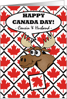 Canada Day for Cousin and Husband, Moose Head Surprise card