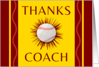 For Tee Ball Coach Thank You with Baseball and Action Lines card