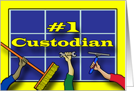 Thank You for School Janitor #1 Custodian with Tools of the Trade card