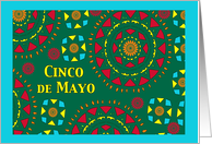 Cinco de Mayo with Bright Colorful Mexican Inspired Mosaic Design card