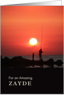 For Zayde Grandparents Day with Fishing at Sunset Silhouette card
