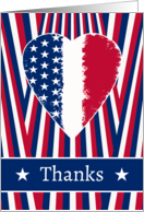Business Thank You with Patriotic American Heart and Stripes card