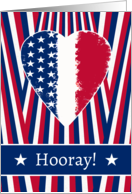 For Award and Recognition Congratulations Hooray with Patriotic Heart card