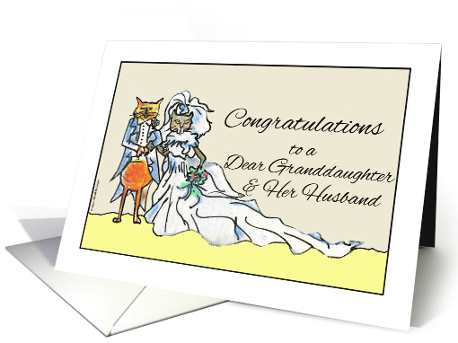 Congratulations on Wedding for Granddaughter with Cat Couple card